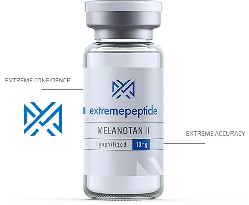 Extreme Peptide vial with logo and indicators