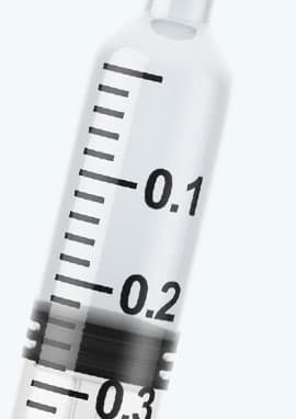 1 mL Measuring tool close-up with measurement markings