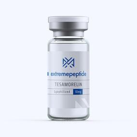 Tesamorelin 10mg peptide in a labeled transparent vial