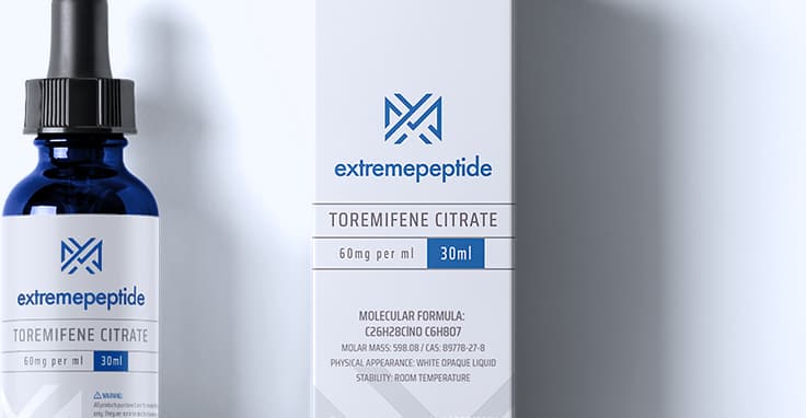 New Extreme Peptide Research Liquid Branding Modern and minimal research liquid bottle laying next to product box